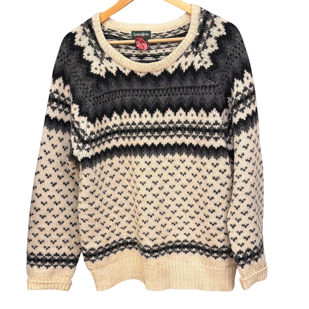 Vintage Savile Row Wool Sweater Fair Isle Cabin Core Dark Academia Nordic